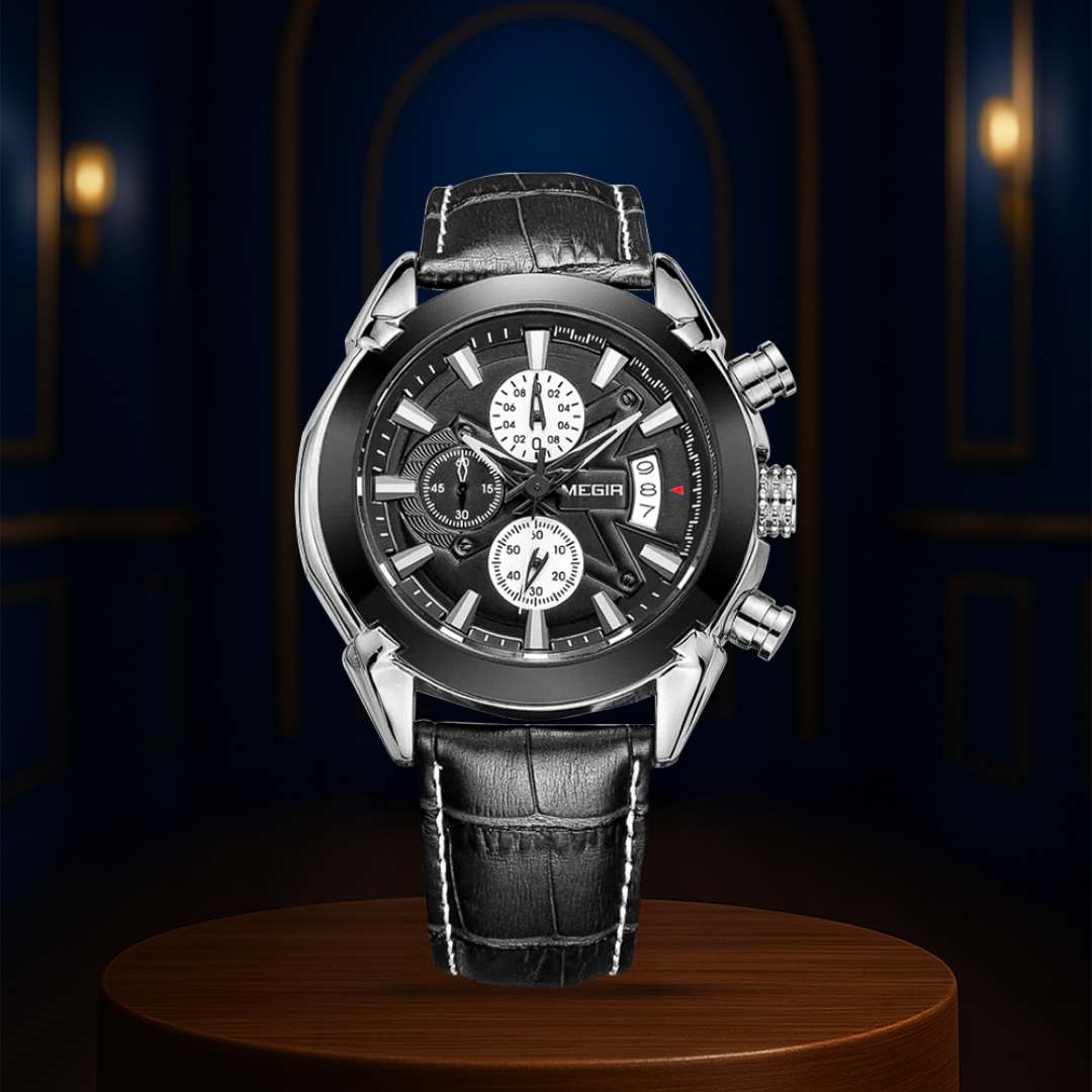 Jaxon | Sophisticated Leather Finish Bold Chronograph Watch