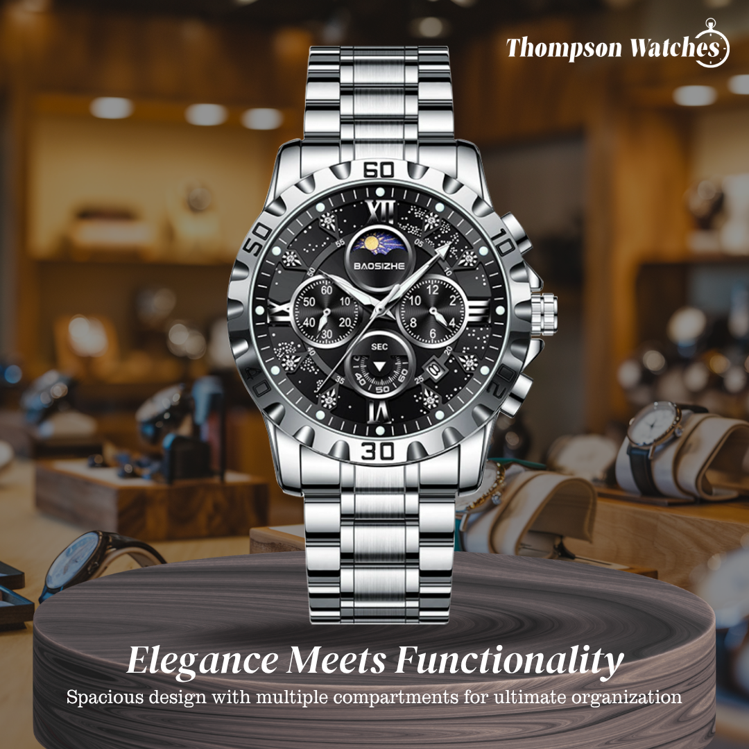 Rex | Opulent Chronograph Watch with Sleek Metal Band | 42mm