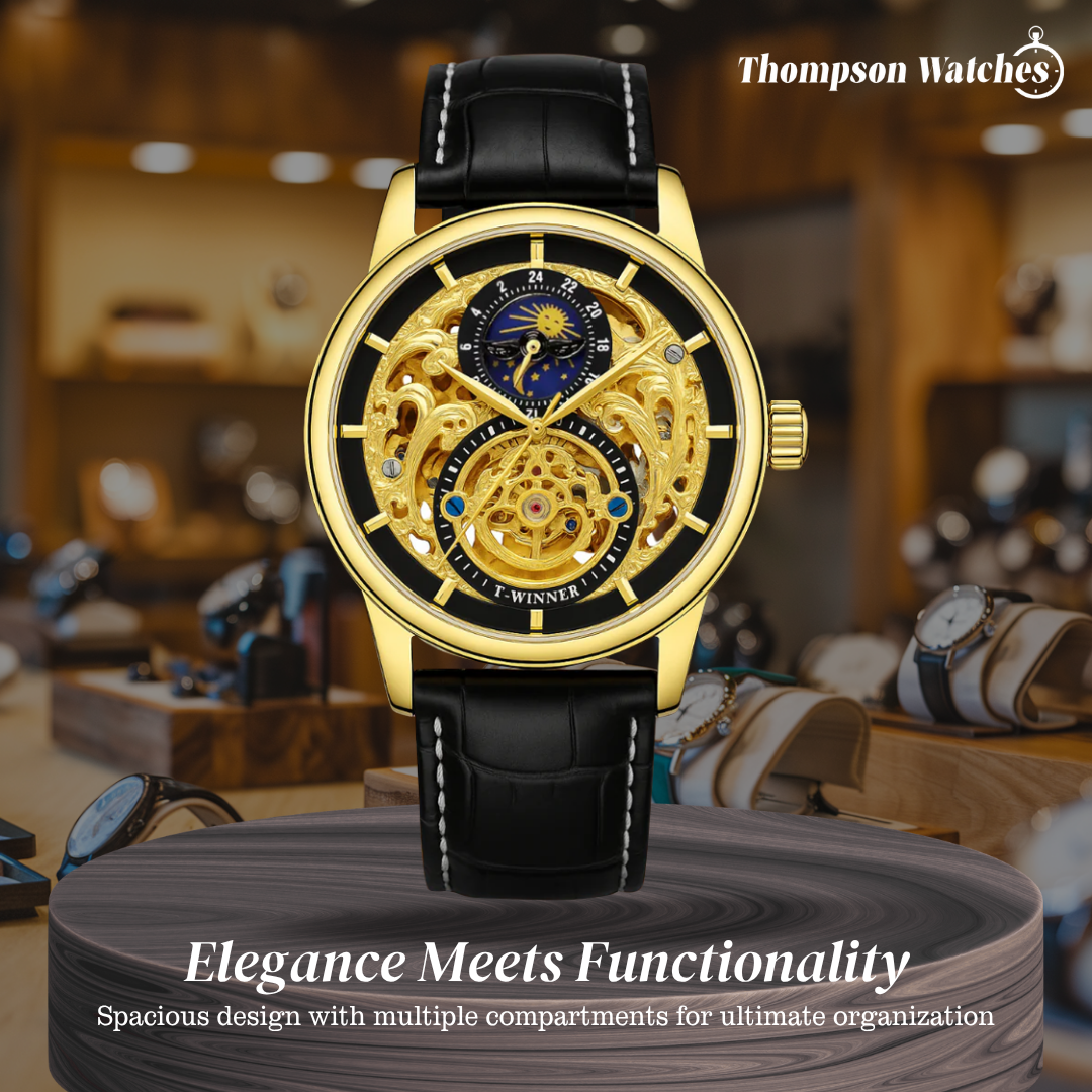 Blake | Mechanical Skeleton Watch with Moon Phase Display | 44mm
