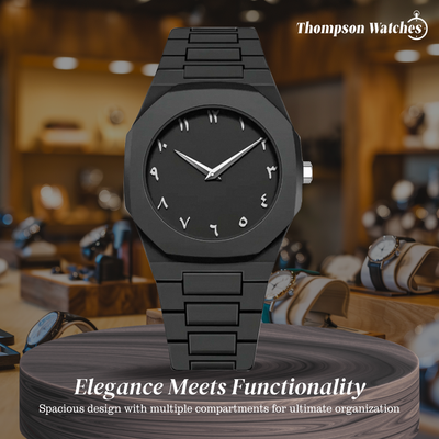 Zain | Distinct Arabic Numerals Bold All-Black Minimalism Watch | 44mm