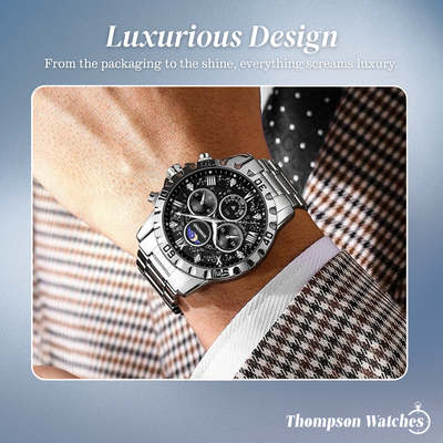Rex | Opulent Chronograph Watch with Sleek Metal Band | 42mm