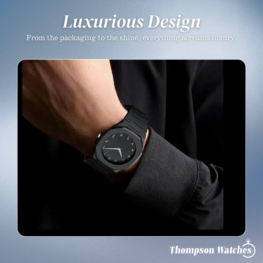 Zain | Distinct Arabic Numerals Bold All-Black Minimalism Watch | 44mm
