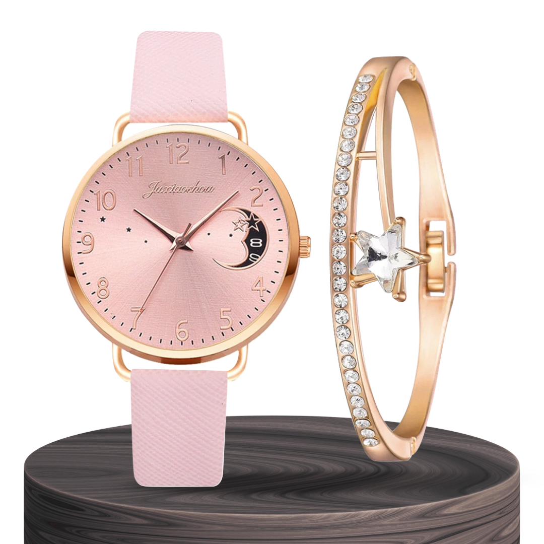 Sierra | Moon Number Dial Watch and Bracelets Set