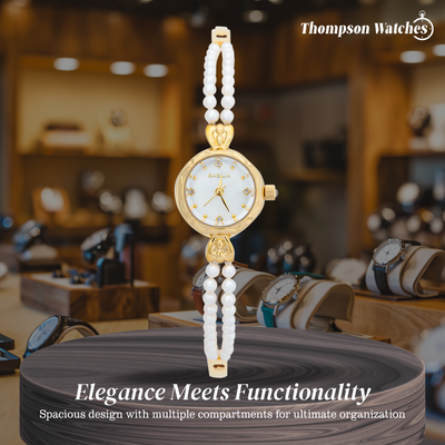 Elisara | Gold Pearl Bracelet Women’s Watch| 32 mm