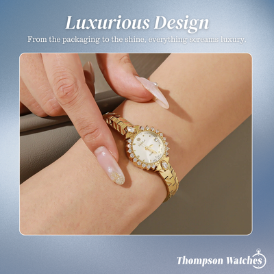 Valenza | Gold Crystal Bezel Women’s Bracelet Watch|    32mm