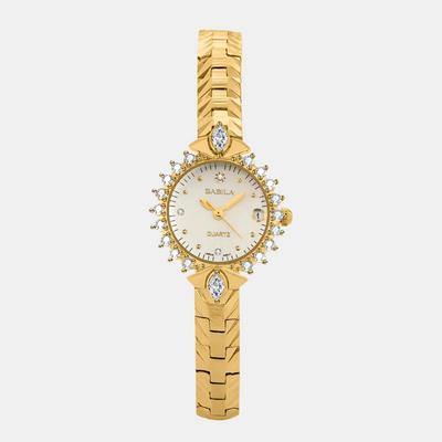 Valenza | Gold Crystal Bezel Women’s Bracelet Watch|    32mm
