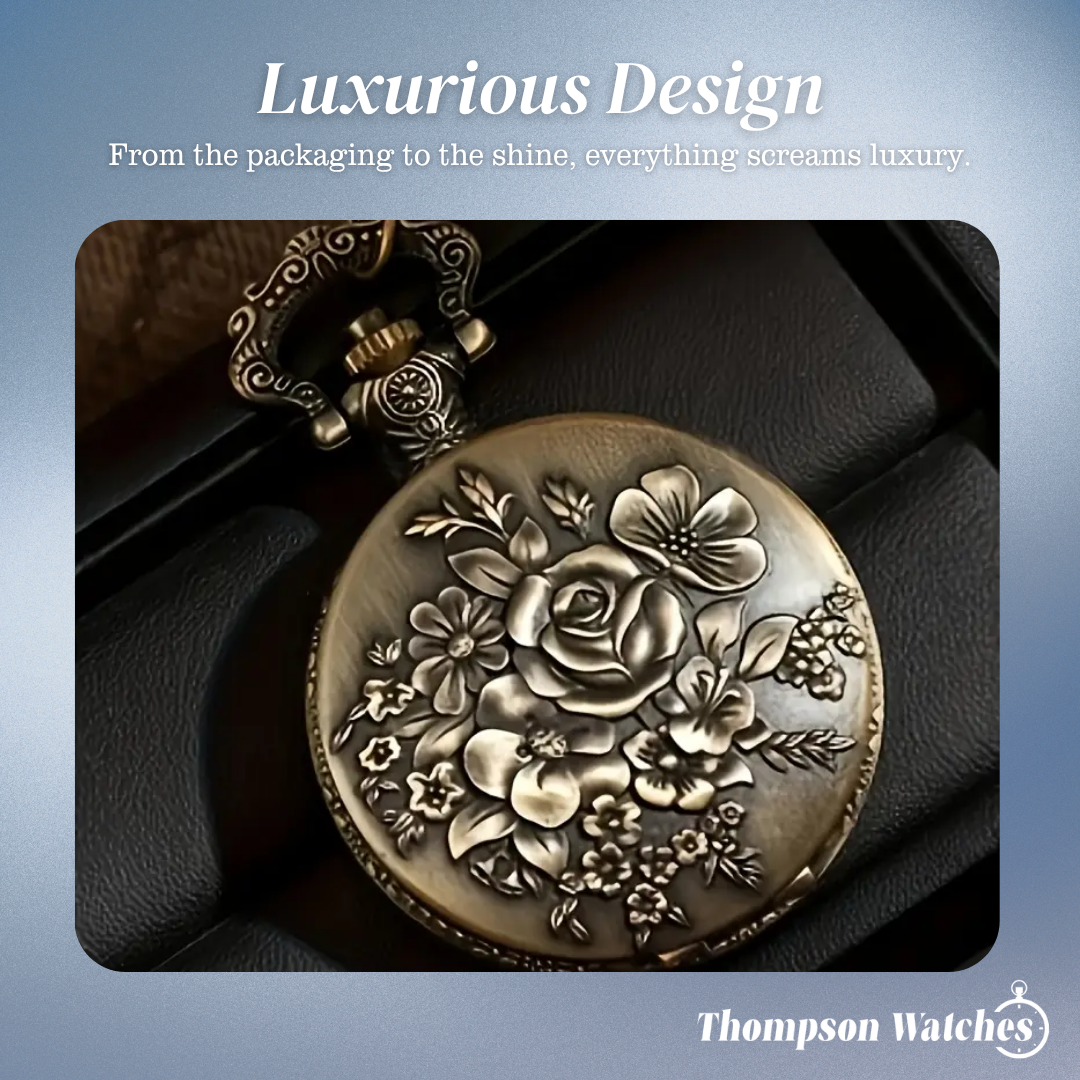 Cornet | Bronze Floral Embossed Pocket Watch | 45mm
