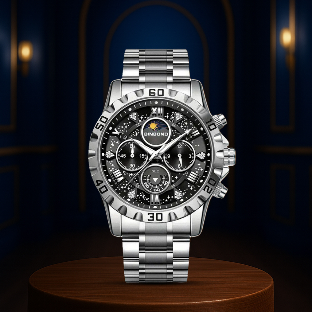 Rex | Opulent Chronograph Watch with Sleek Metal Band | 42mm