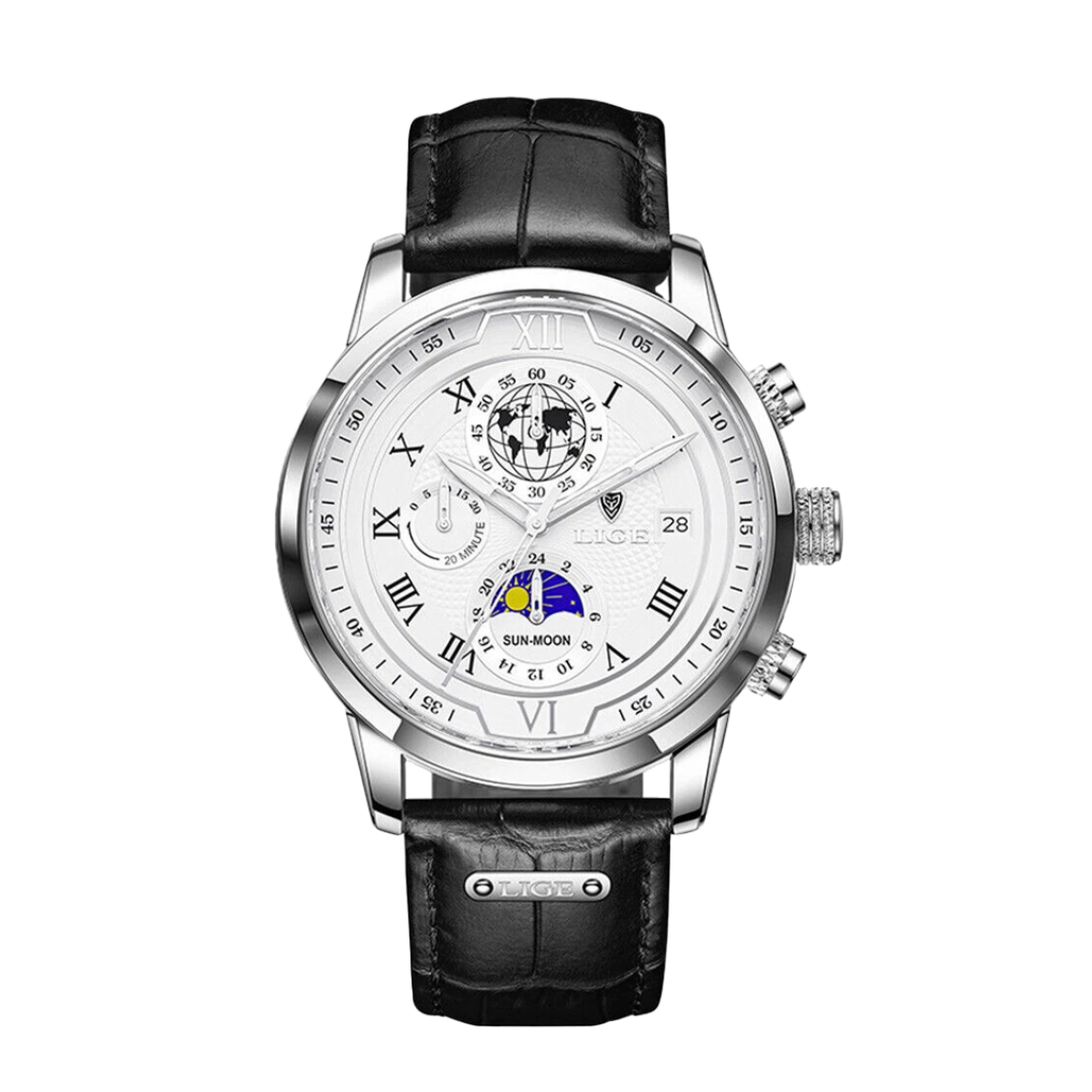 Liam | Celestial World-Time Leather Watch | 43mm