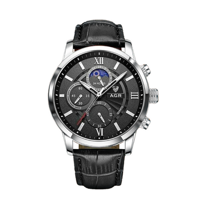 Ruben | Modern Moon Phase Leather Watch | 43mm